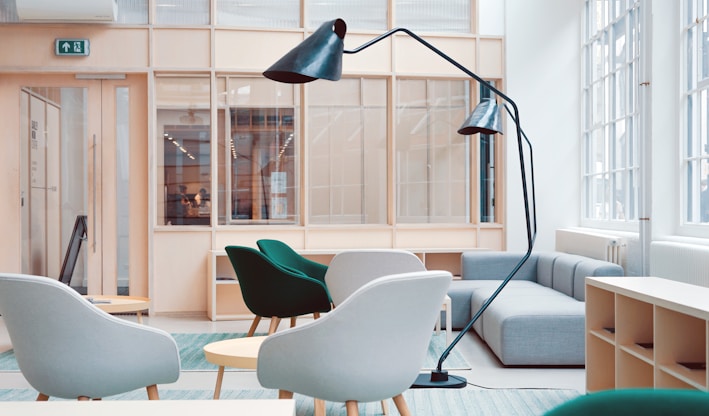 black floor lamp on living room sofa