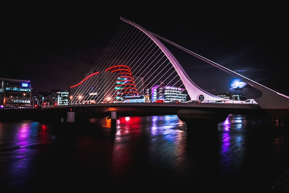 commercial bridge during nighttims