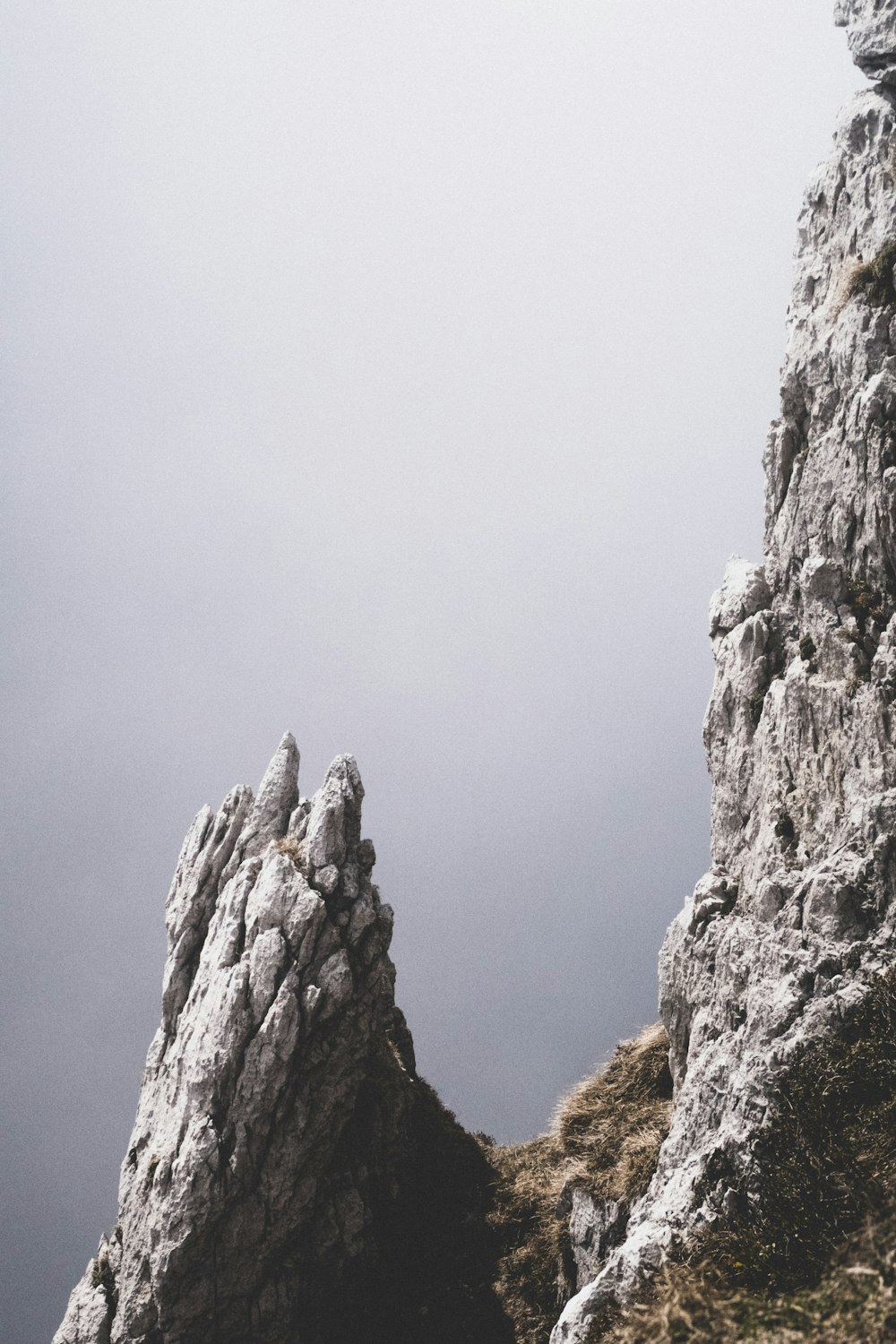 aerial photography of gray rock formation