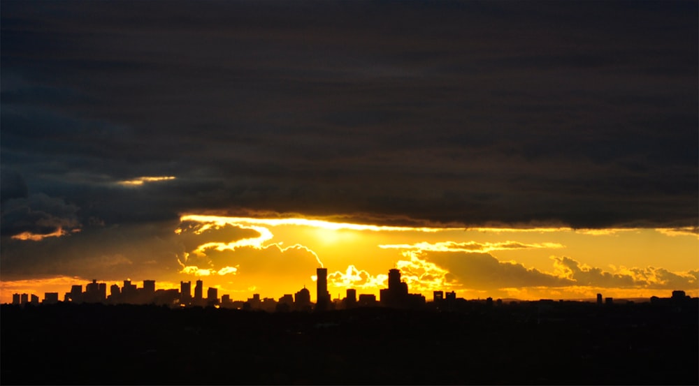 silhouette of high-rise buildings