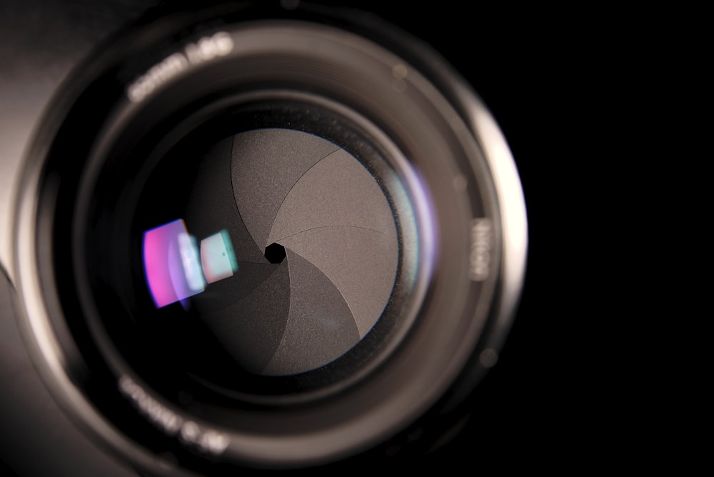 a close up view of a camera lens