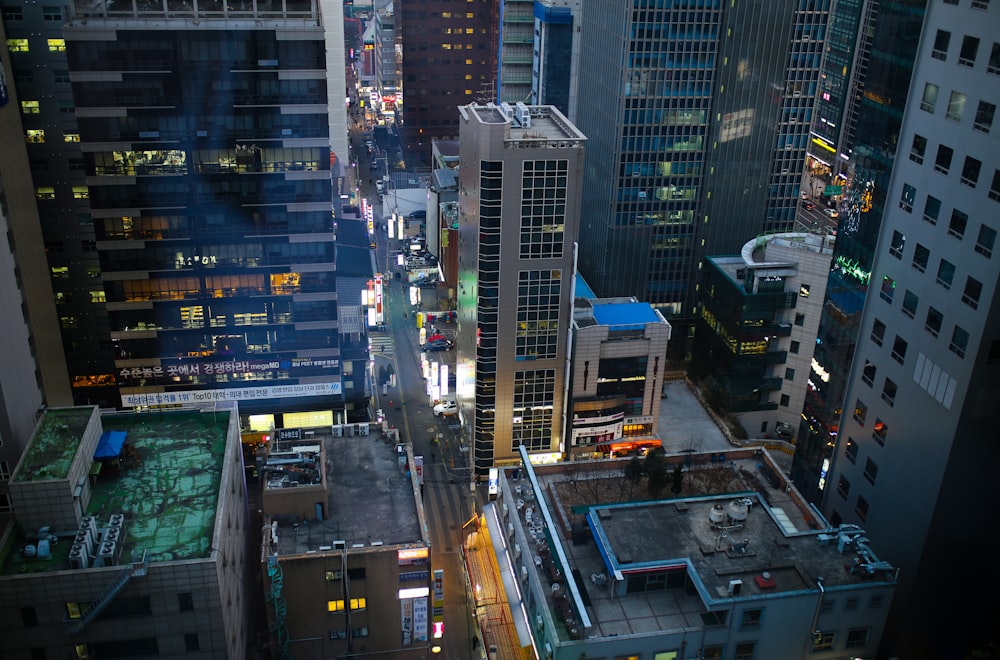 aerial view of high-rise buildings