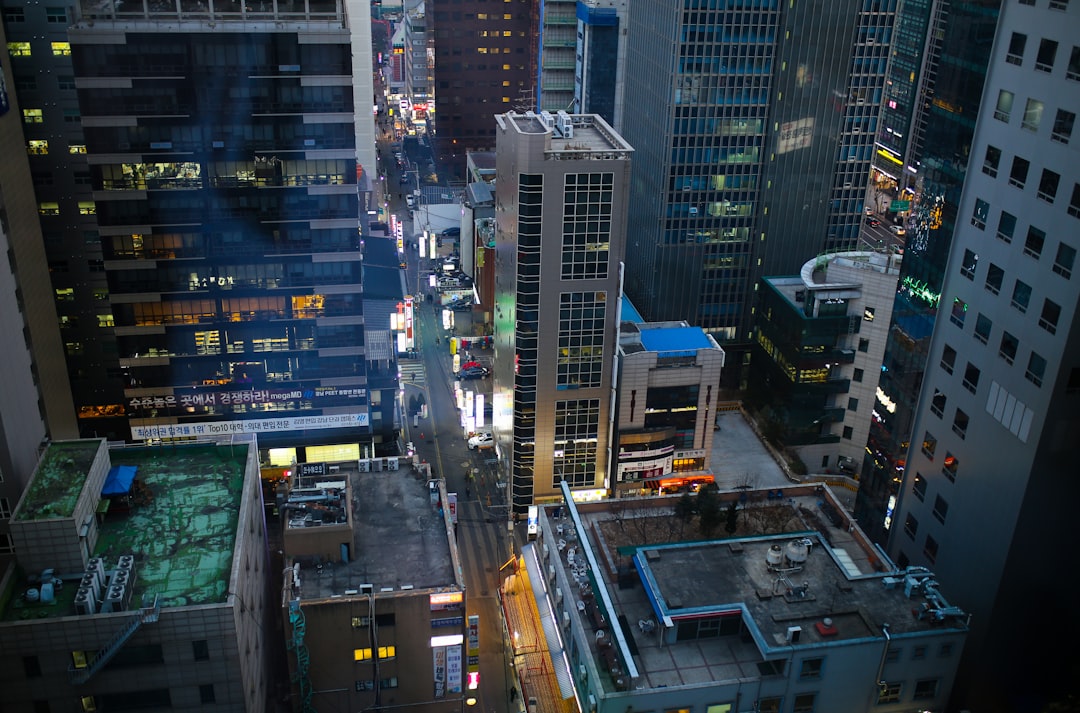 aerial view of high-rise buildings,