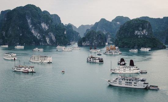 white boats on body of water