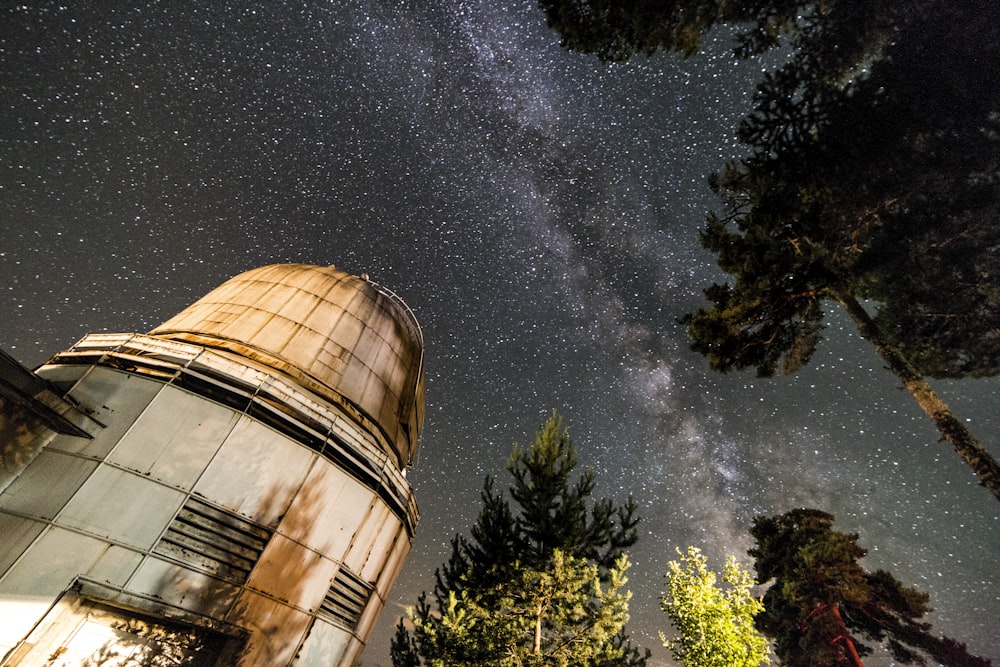 brown concrete dome building during night time