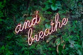 and breathe neon sign on tre