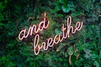 and breathe neon sign on tre