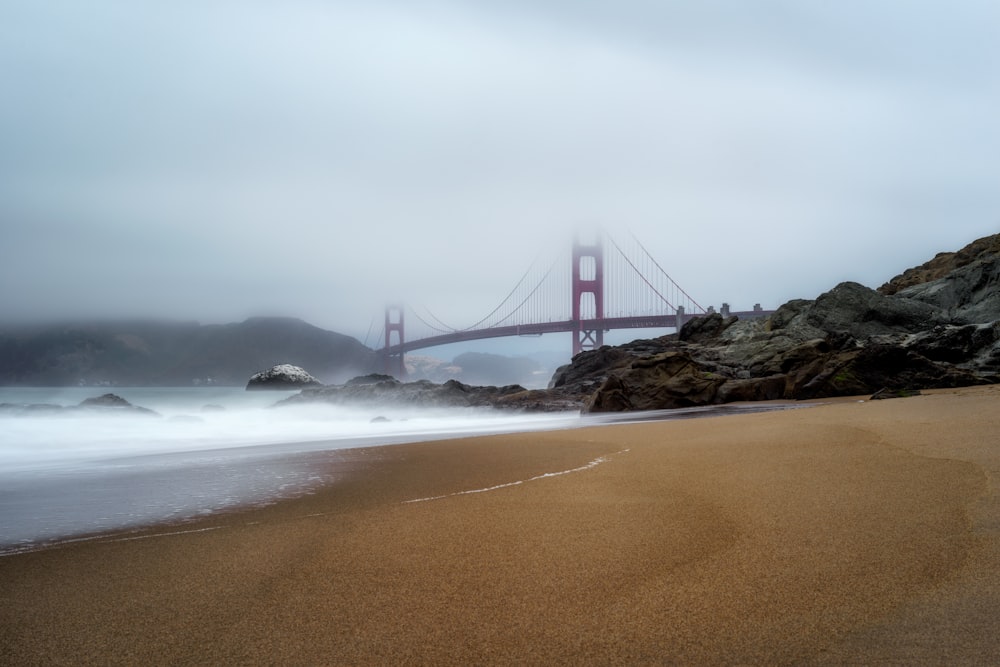 Golden Gate Bridge covered by fogs