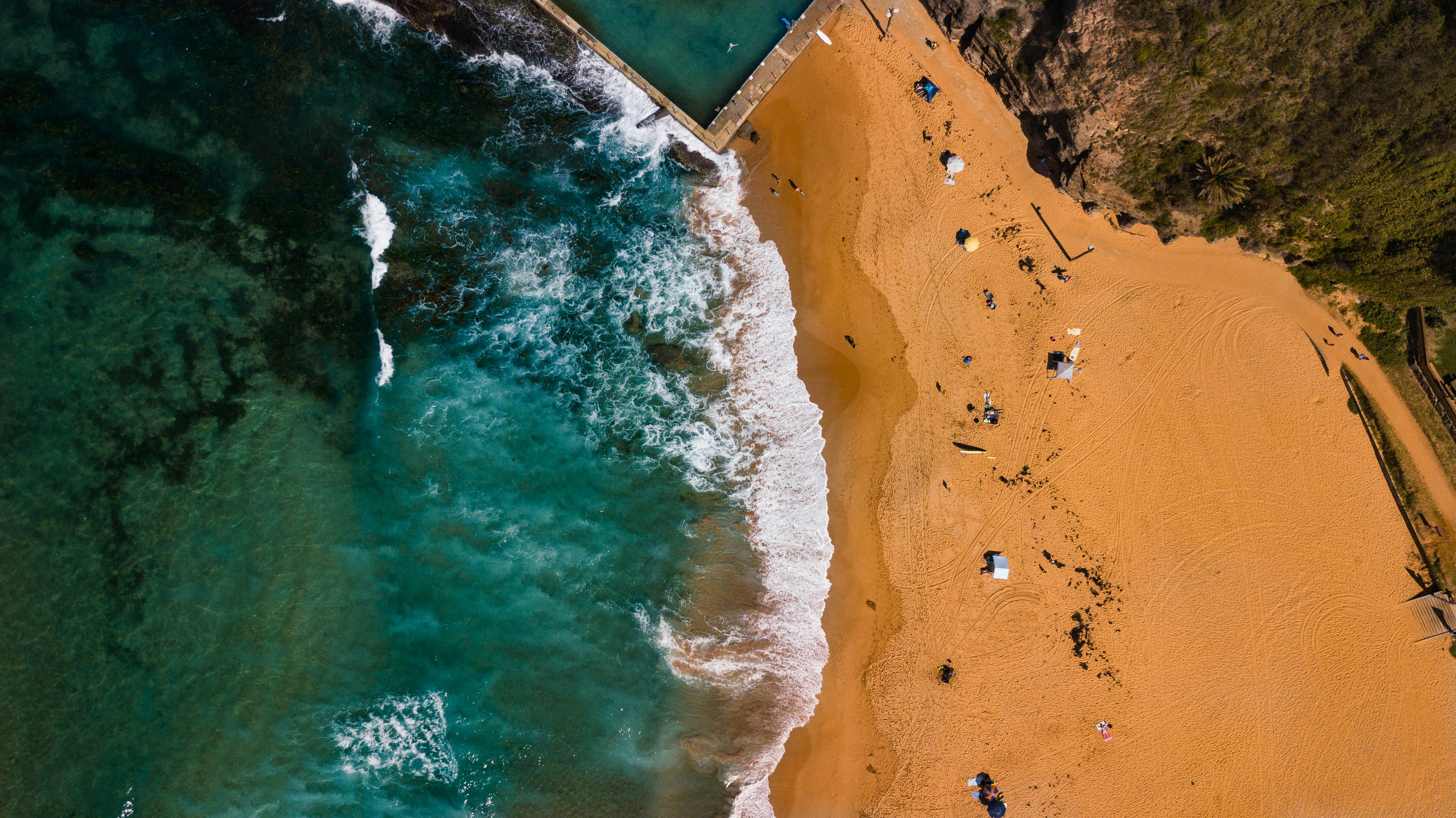 aerial photo of brown sand beach