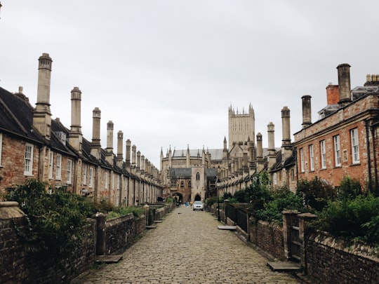 road leading to white castle in Wells Cathedral United Kingdom