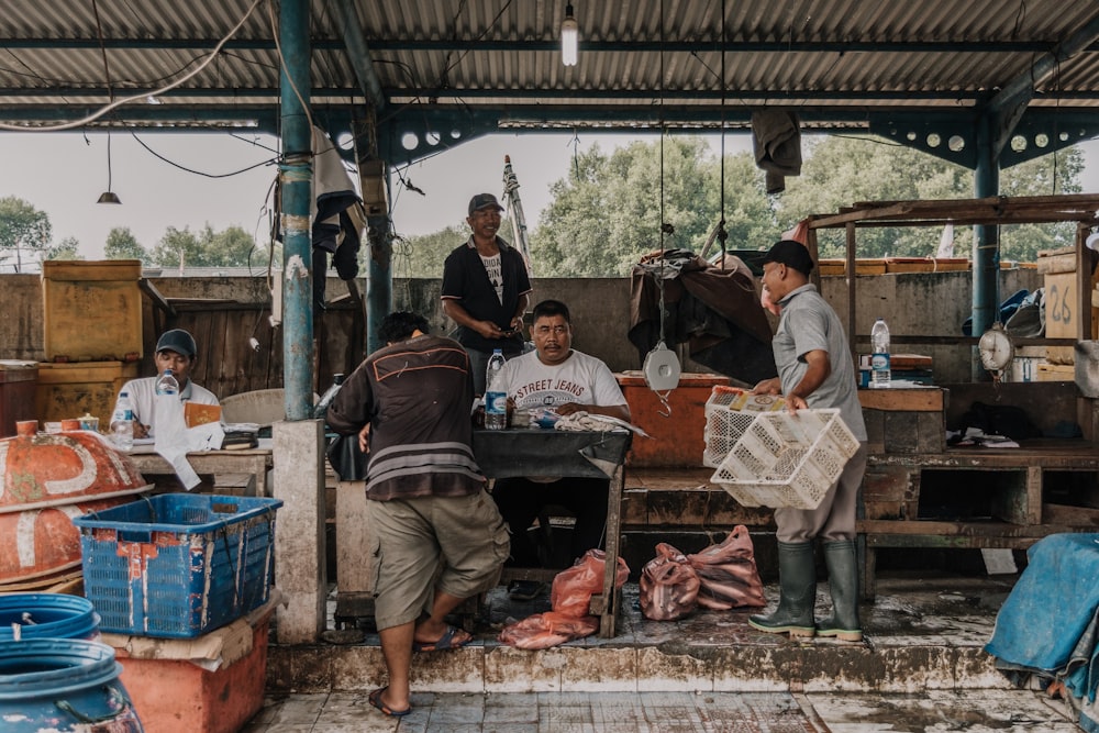 group of man doing different activities