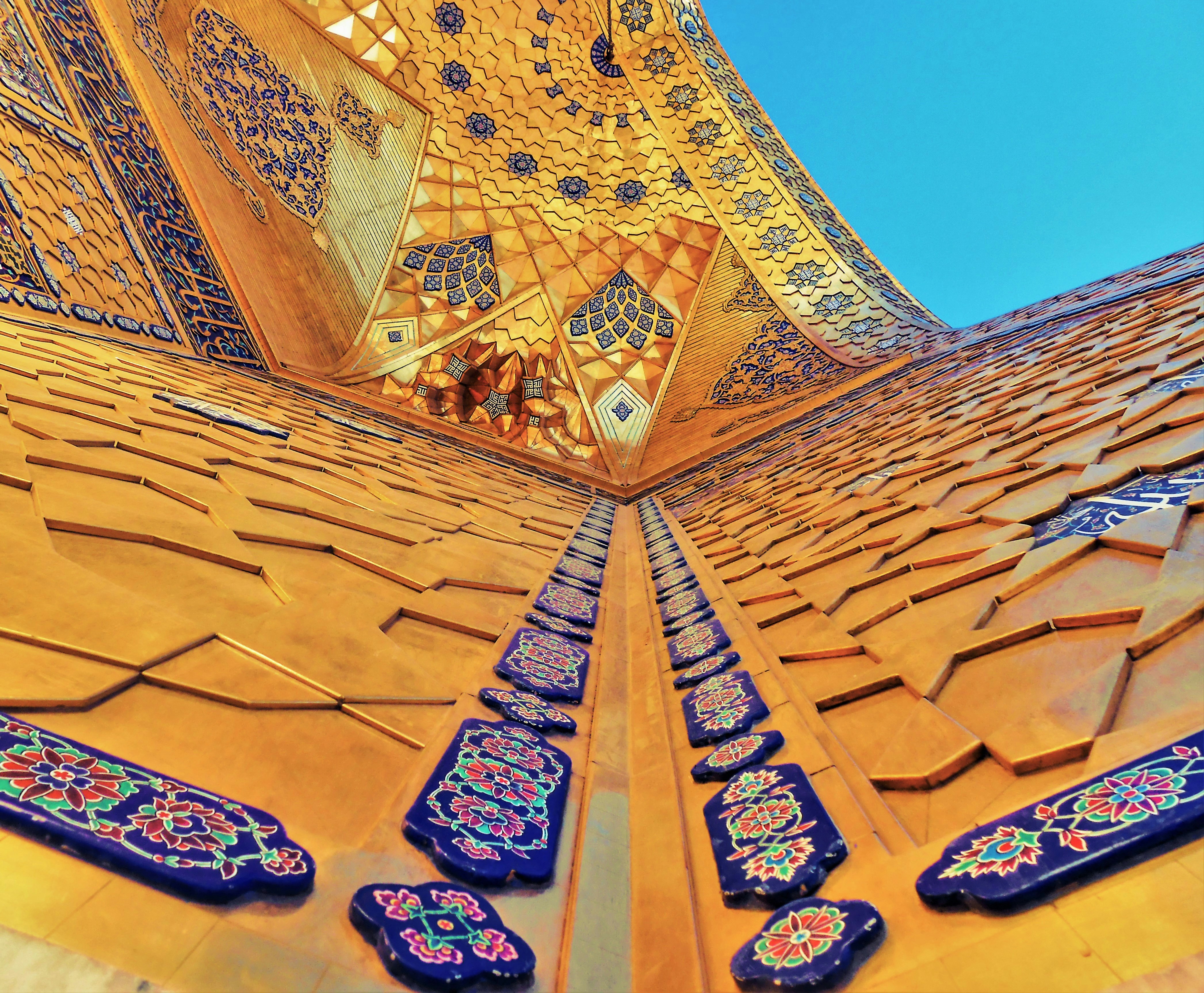 yellow and blue painted building