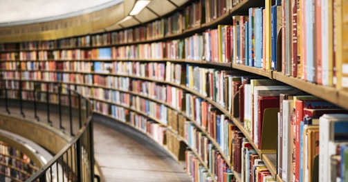 books on brown wooden shelf