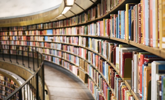 books on brown wooden shelf