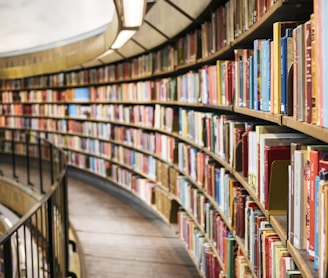 books on brown wooden shelf