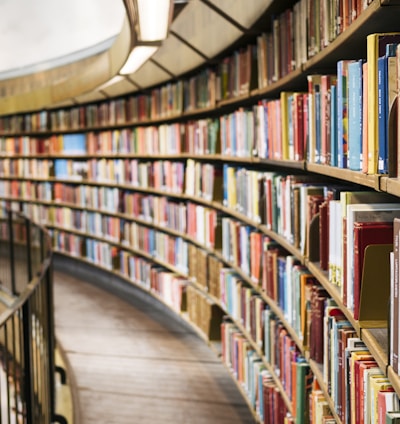 books on brown wooden shelf