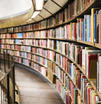 books on brown wooden shelf