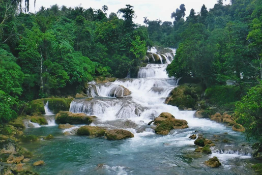 A detailed BIM rendering of a cascading waterfall integrated into a landscaped environment.