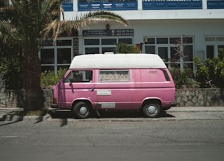 pink and white truck