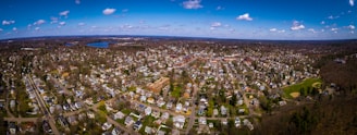 An aerial view of a serene suburban neighborhood.