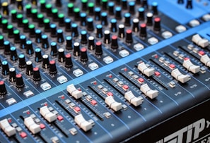 closeup photography of audio mixer