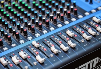 closeup photography of audio mixer