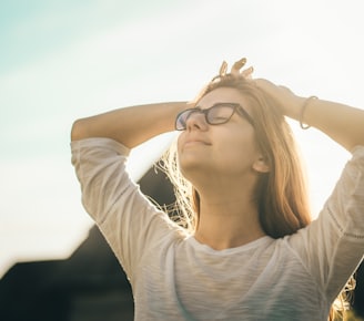 Woman looking happy and relaxed