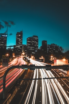 time lapse photo of city