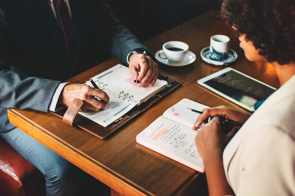 two people gathering a meeting