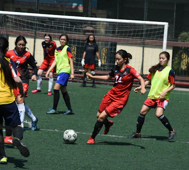 girls playing soccer