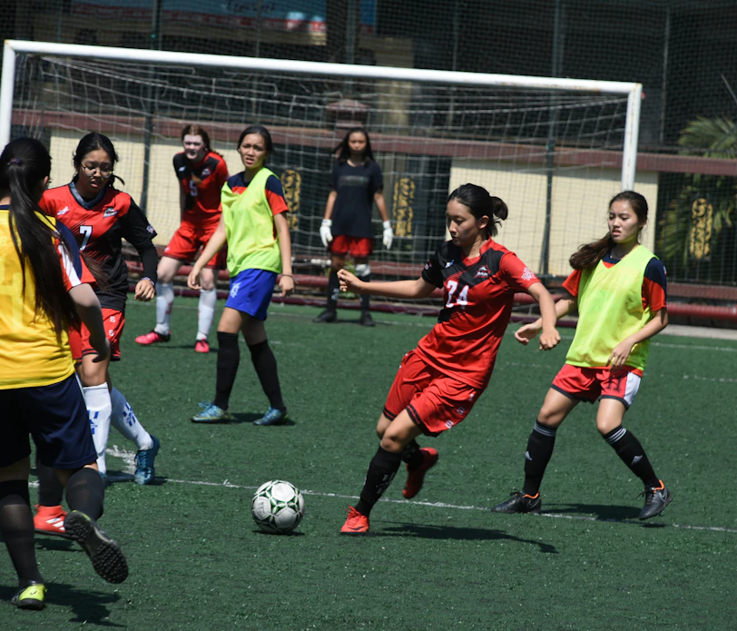 girls playing soccer