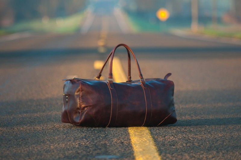 Classic brown leather travel bag