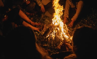 lighted bonfire