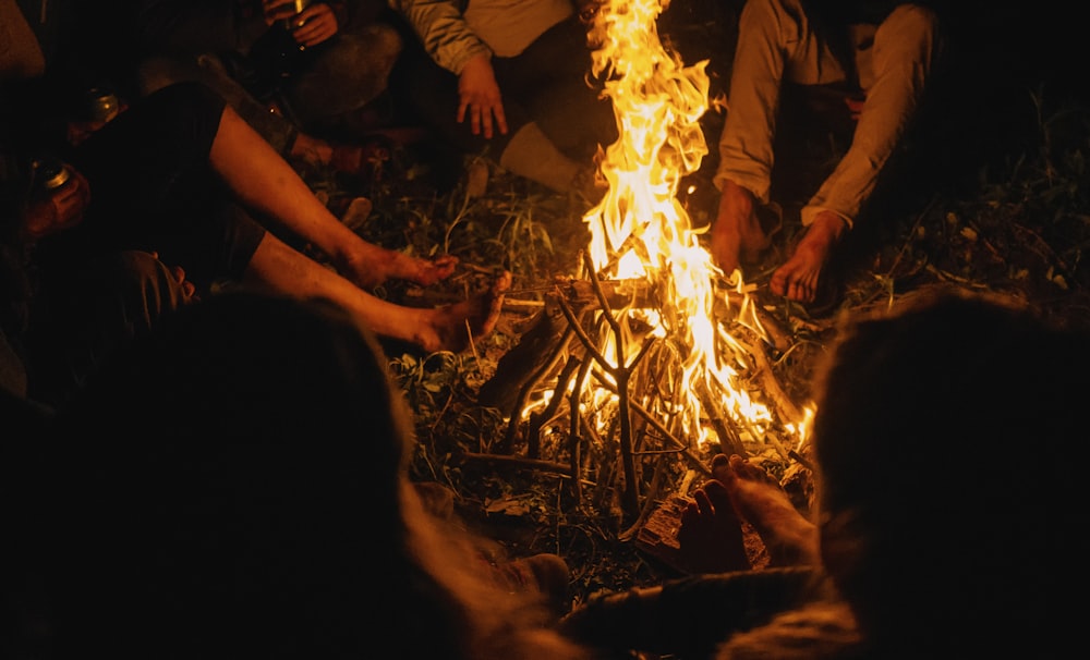 lighted bonfire