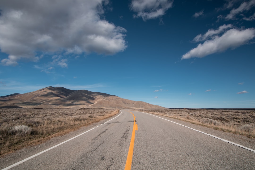 selective focus photo of road under blue sky