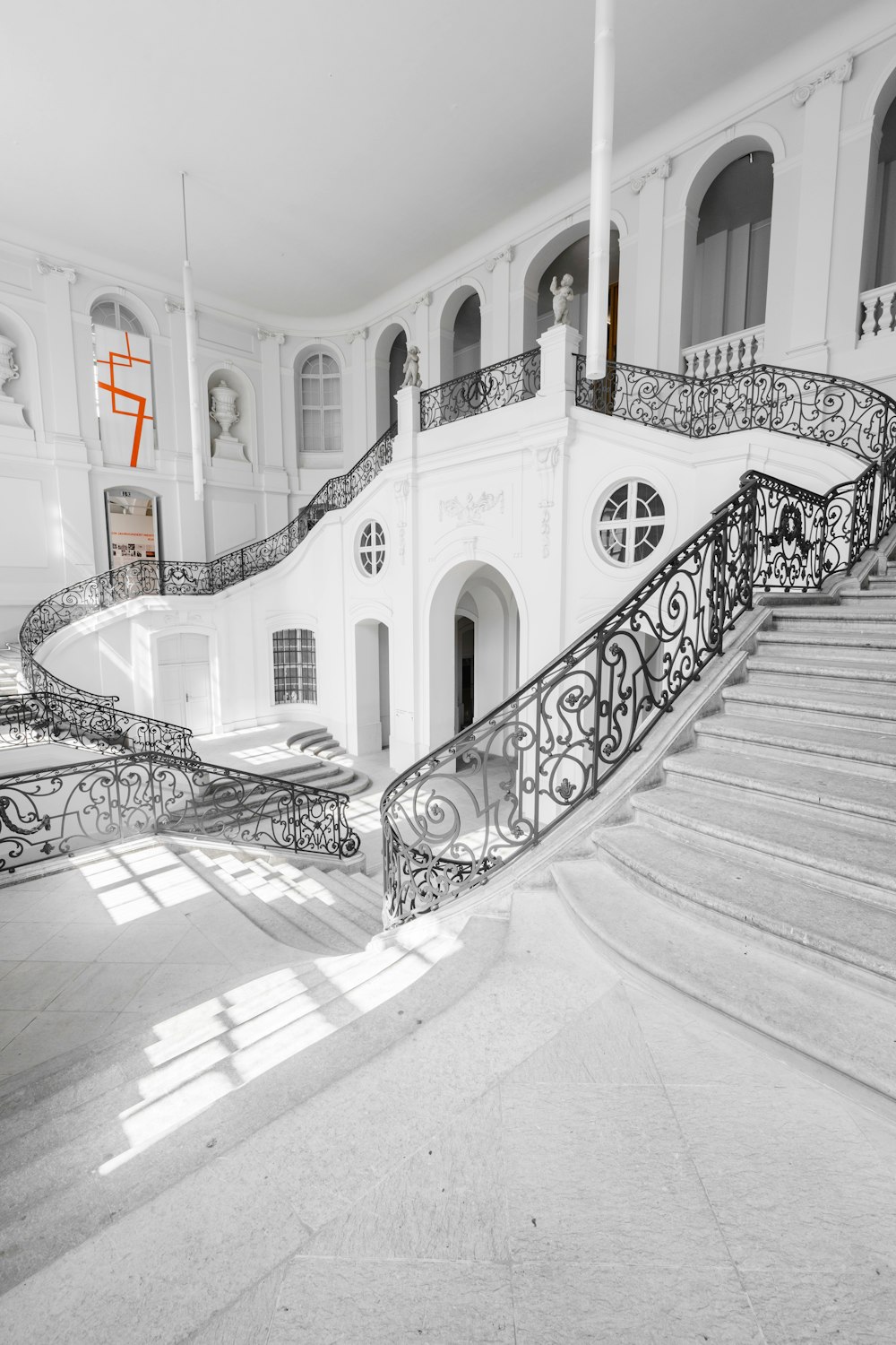 black floral metal handrails in building