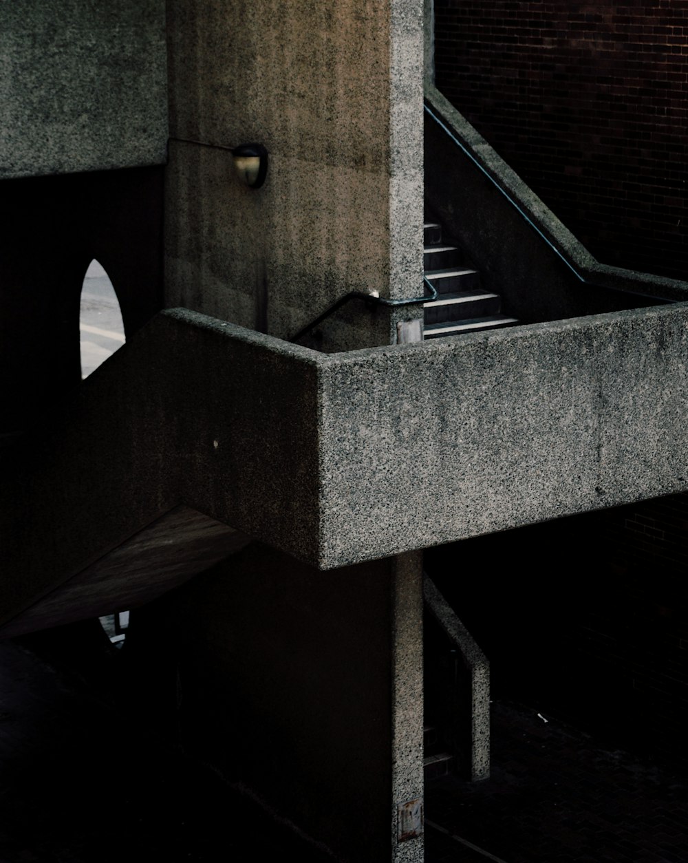 stair with concrete railings