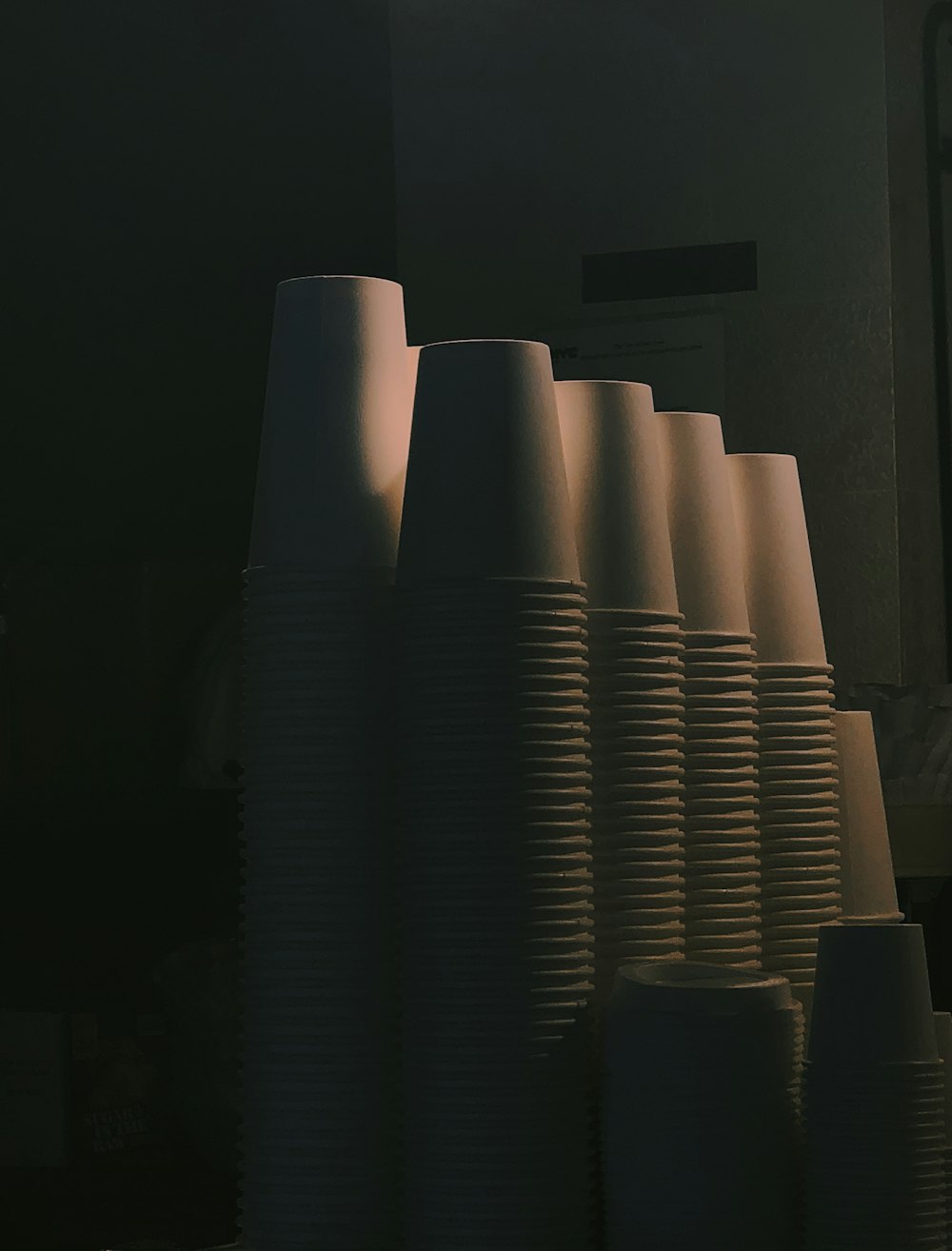 pile of white plastic cups