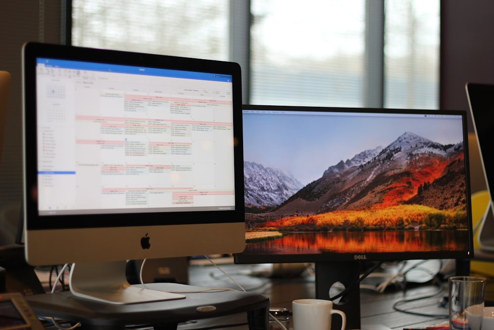 turned-on silver iMac