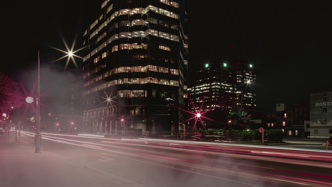 timelapse photography of road near building