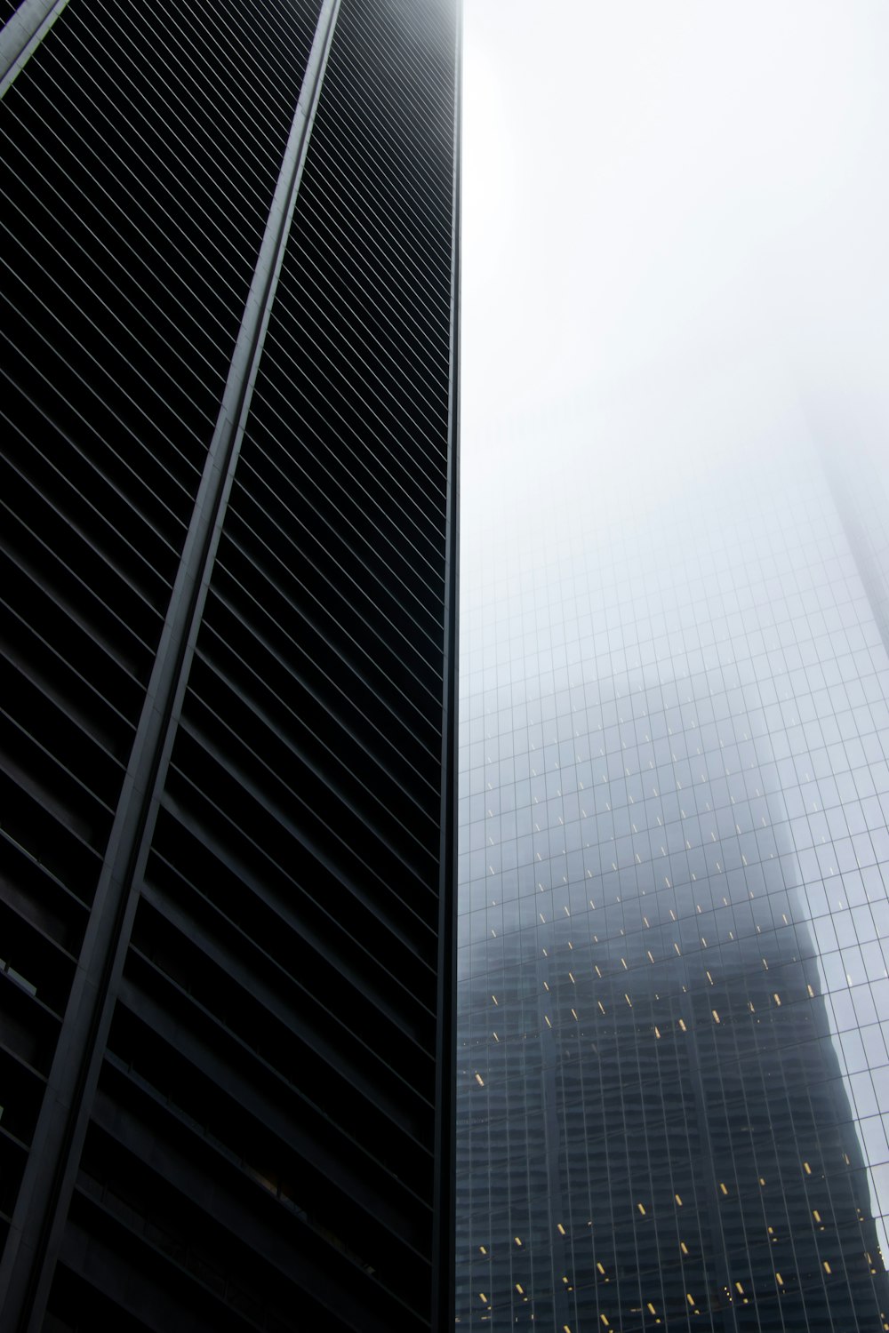 low angle view of curtain wall building