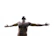 A man standing outdoors with arms open wide, looking hopeful and empowered.