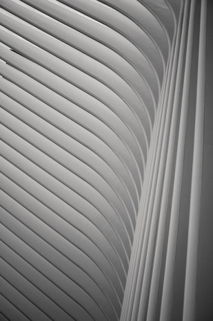 Curved, architectural structures with smooth, repeating lines that create a visually striking and symmetrical pattern. The design appears modern and sleek, with a futuristic aesthetic.