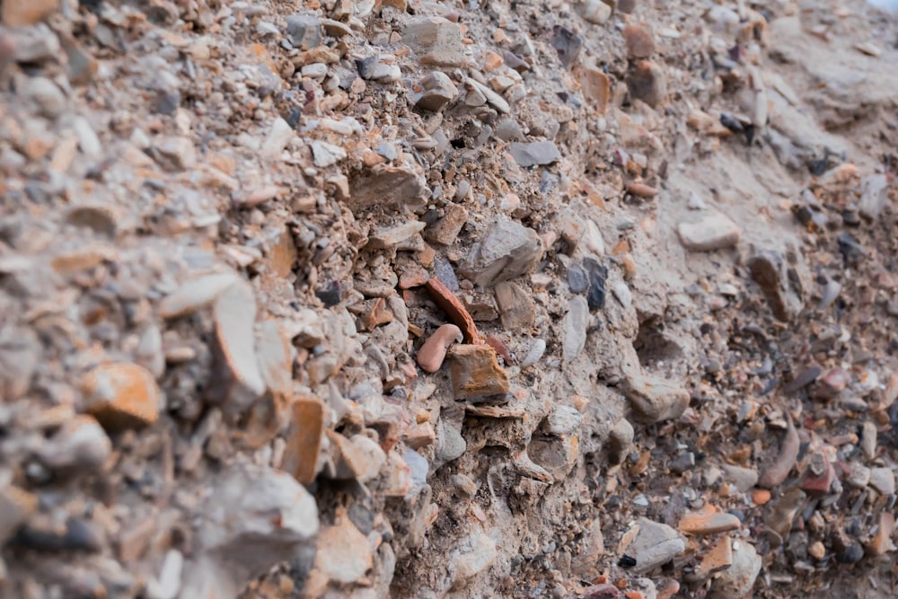 um close up de rochas e terra em uma montanha