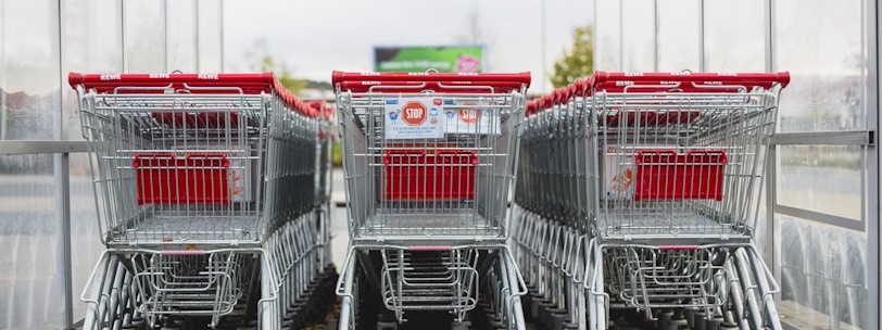 gray and red shopping carts