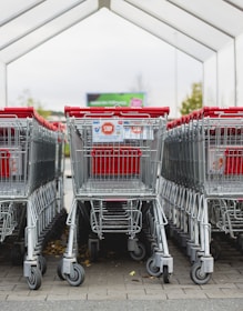 gray and red shopping carts