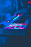 turned on electronic keyboard