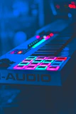 turned on electronic keyboard