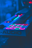 turned on electronic keyboard