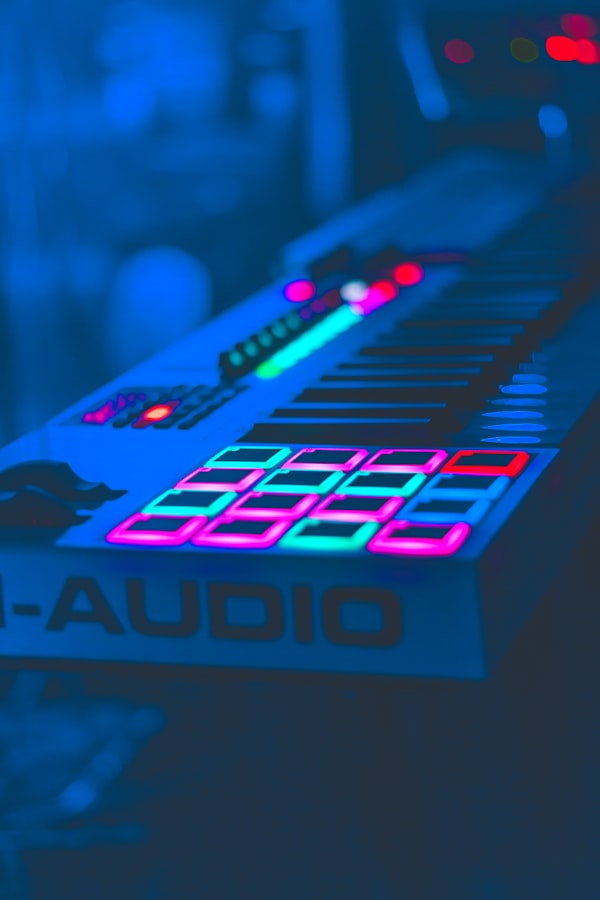 Bass guitar in studio